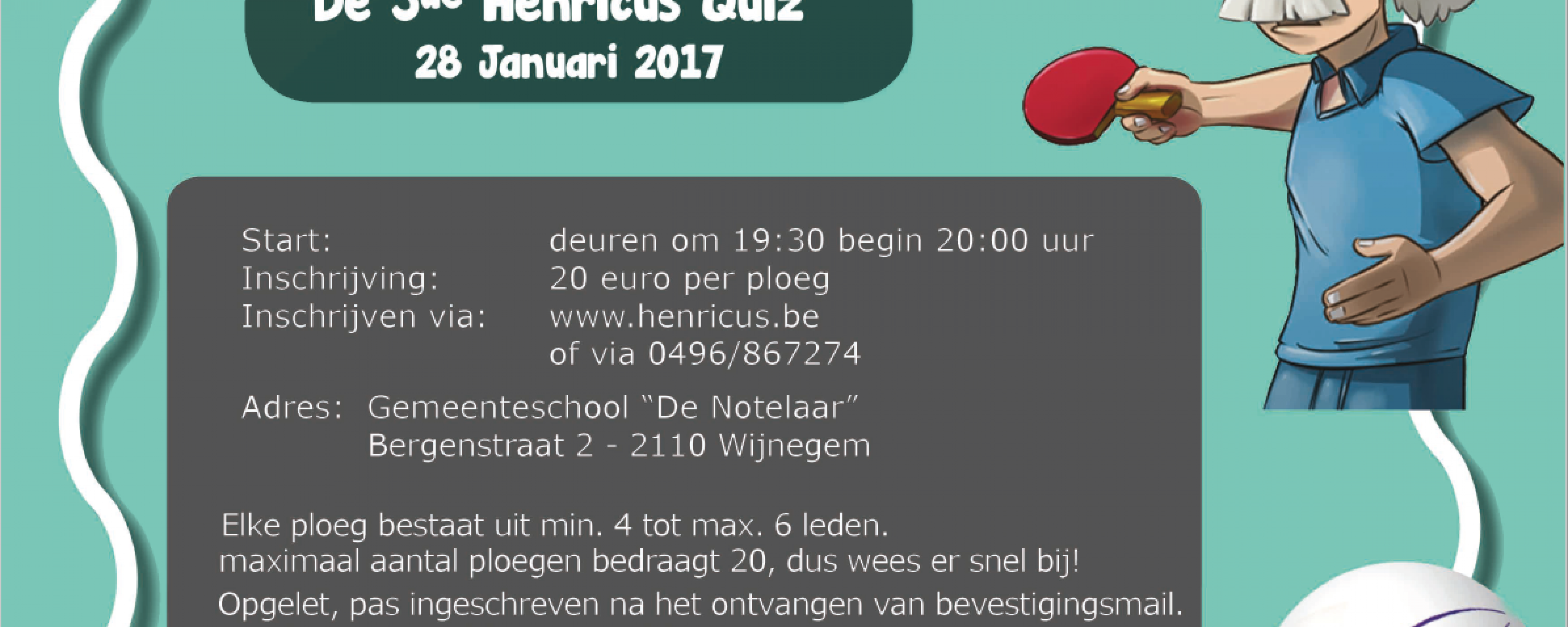 Schrijf jullie nu in voor de 3de TTC Henricus Quiz!